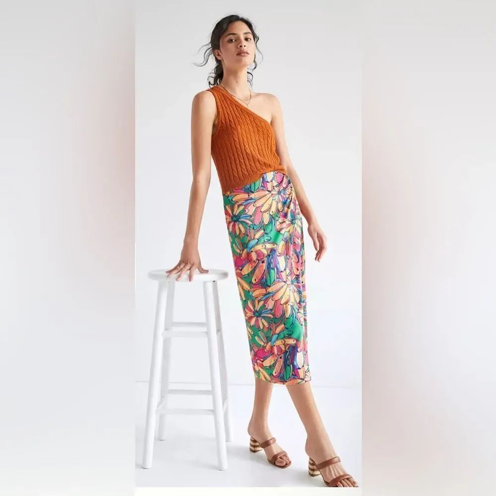 Farm Rio Getaway tropical floral print Midi/maxi Wrap Skirt medium